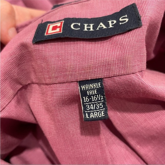 Chaps Pink Mauve Button Down Long Sleeve Shirt 16- 16 1/2 34/ 35 Large L - Picture 7 of 9